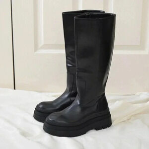 ZARA Knee High Chunky Boots Black Size 39 (8.5)